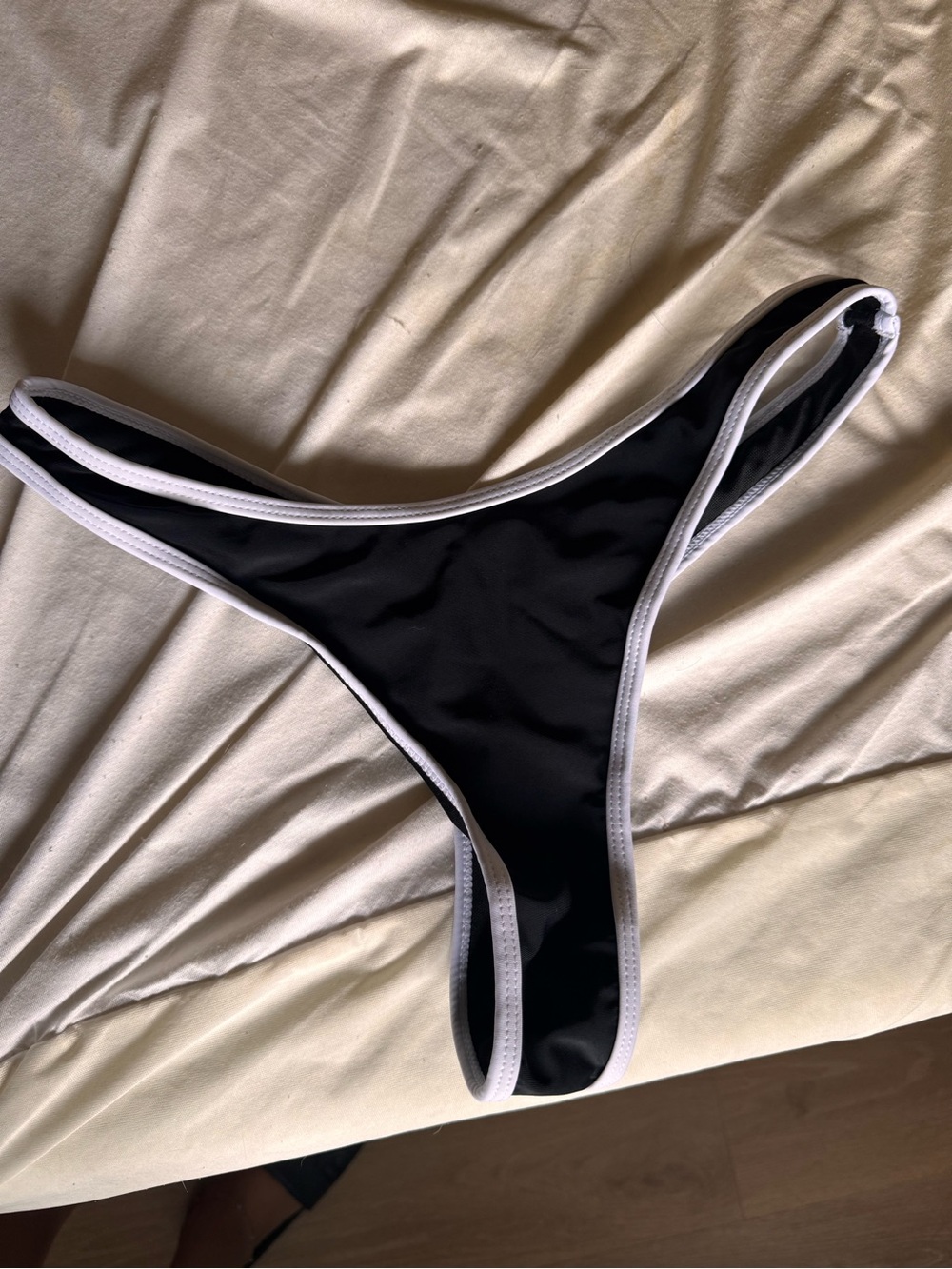 SHEIN Black Bikini Bottom with White Trim